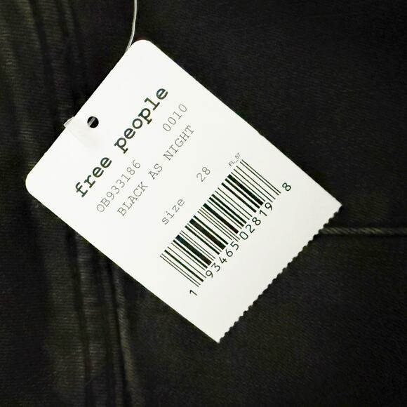 FREE PEOPLE | Maddie Denim Midi Skirt Front Slit Black Jean Pencil | 28, 6 - Picture 8 of 8